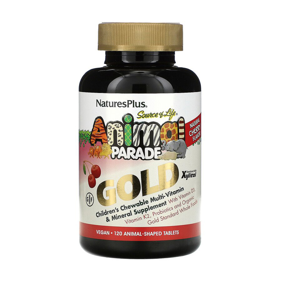 Мультивітаміни для дітей NaturesPlus Animal Parade Gold зі смаком вишні, 120 жувальних таблеток